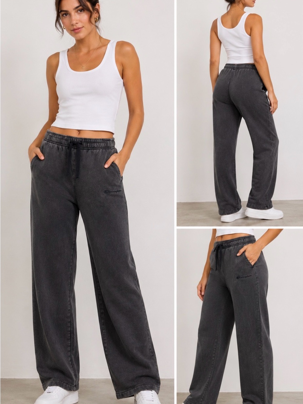 Champion Size M Washed Charcoal Straight Leg Sweatpants NWT
